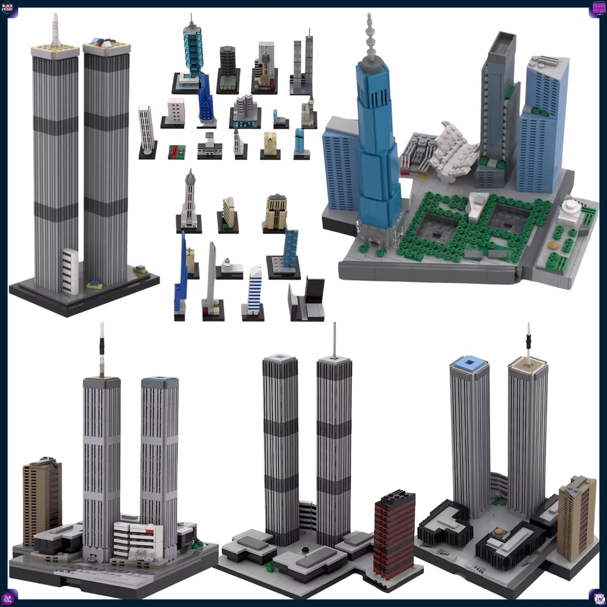

Конструктор MOC World Center Trade Architecture: Модульные башни, сценические модели, набор для сборки, игрушка для взрослых, коллекционный подарок