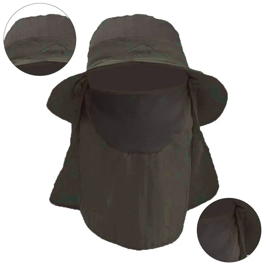 Musim Panas Luar Ruangan Cepat Kering Topi Memancing Bersirkulasi Matahari Topi Nelayan Desain Lipat Topi Tali Tahan Angin