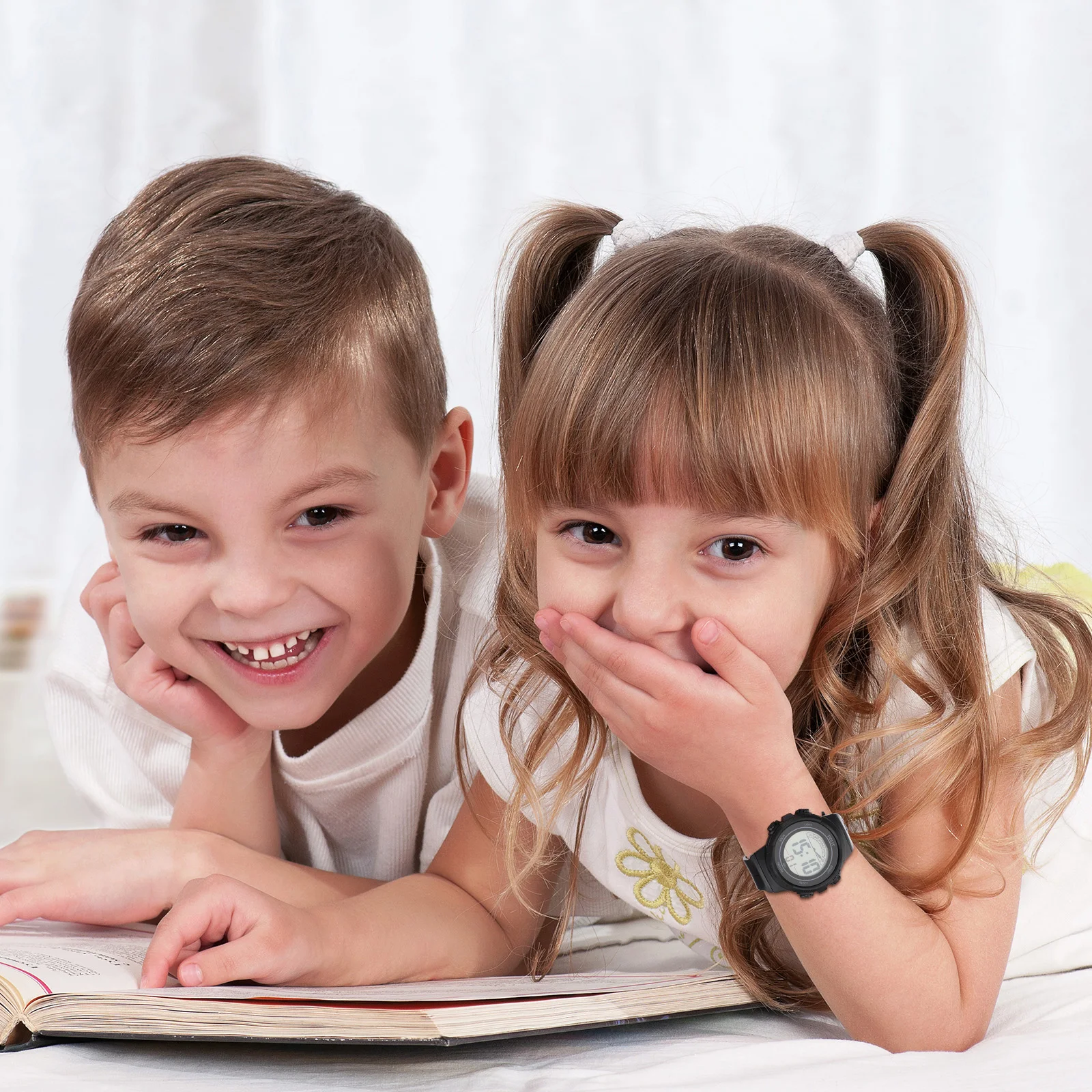 Luminous Waterproof Students Black Kids Calendar Alarm Students Watch For Sports Electronic Watch Bracelet Watchb