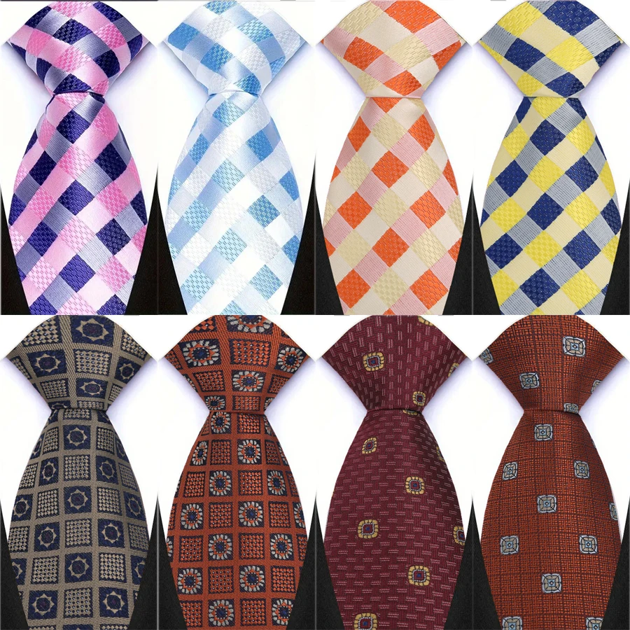 Modische Krawatte für Herren, 8 cm, klassische Krawatte mit Karomuster und Karos, gestreifte Krawatten, Alltagskleidung, Krawatte, Hochzeit, Business, Party, Geschenk