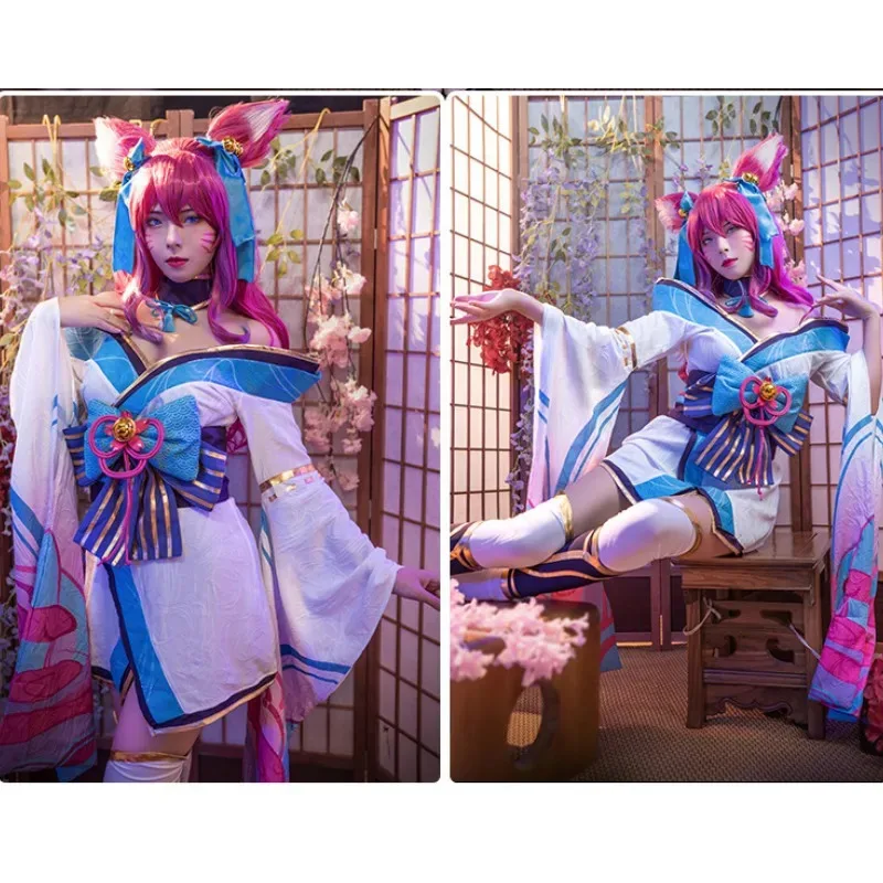 Gra Anime Ahri LOL Cosplay Kostium Spirit Blossom League of Legends Stroje Cosplay Peruka Halloween Kostiumy dla Kobiet Dziewczyn
