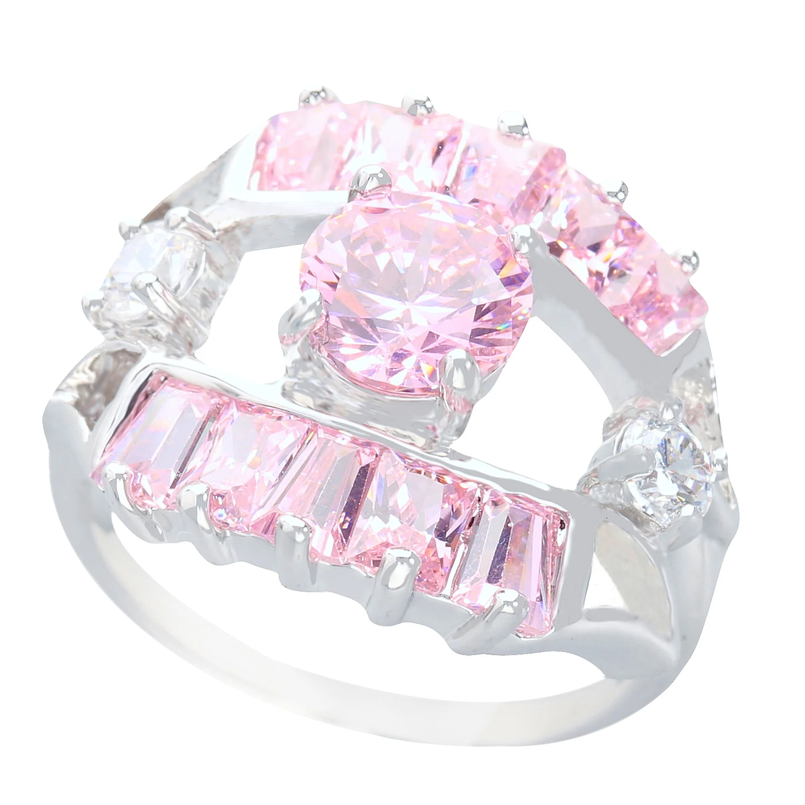 8*8mm Pink Kunzite6  925 Sterling Silver Ring Q0811-F