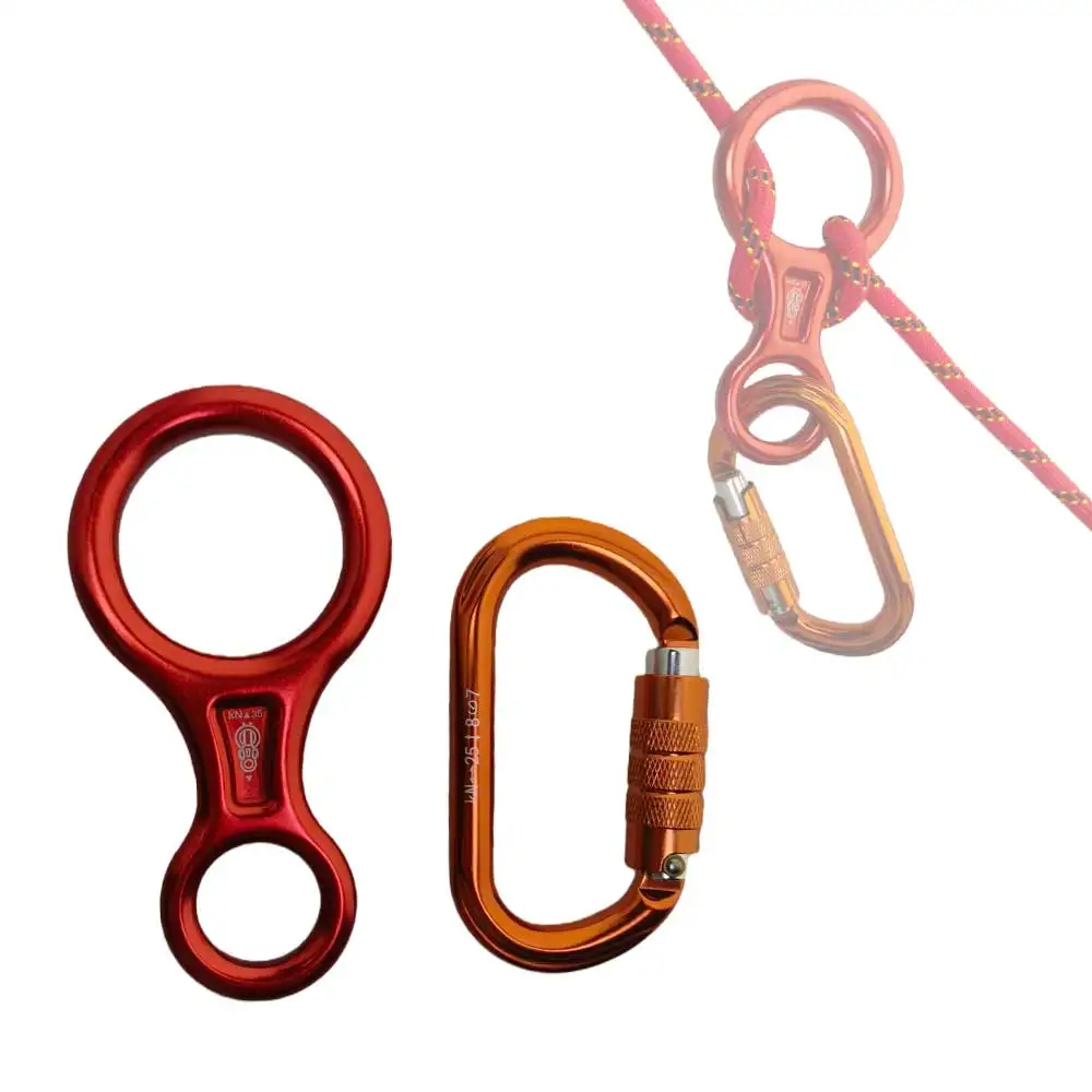 35KN скалолазание на открытом воздухе, спелеозная фигурка, 8 страховочных устройств, 8 устройств для спуска, спасательное рабочее снаряжение для спуска и счетов