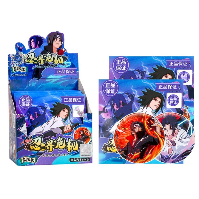Nowość w oryginalnym pudełku 6 sztuk/zestaw Naruto postacie z kreskówek odznaka Ninja Crisis Uchiha Sasuke Itachi dekoracja prezent dla dzieci