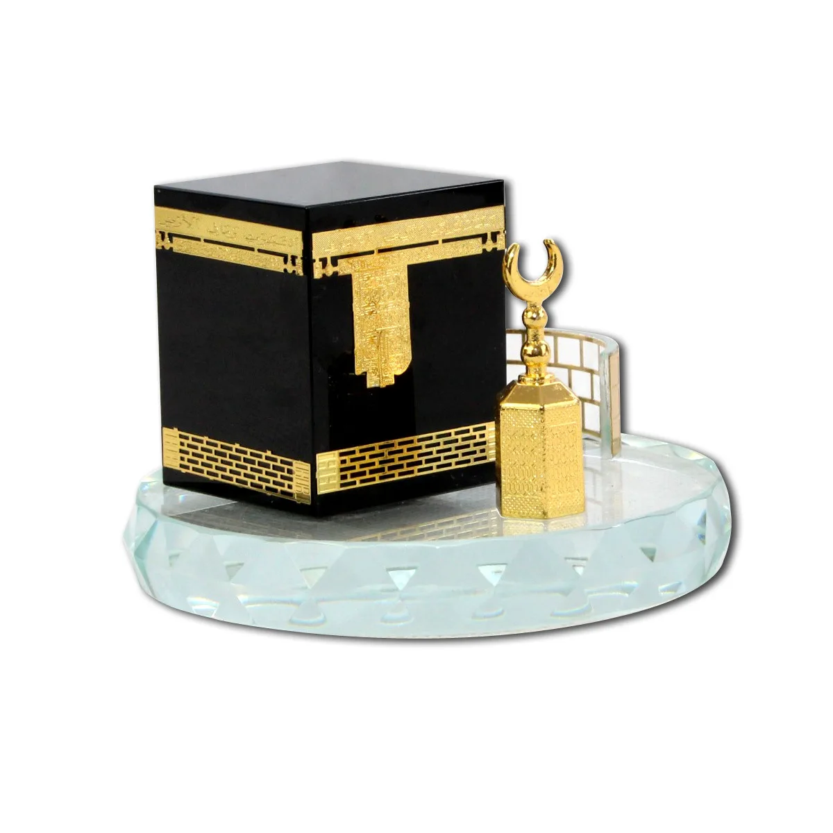 Crystal Round Kaaba Set, Muslim Car Supplies, Home Ornaments, Gifts, Souvenir, 3 Pcs