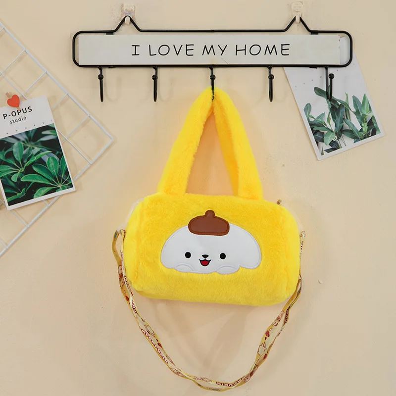 กระเป๋าสะพายข้างตุ๊กตาปอมปอมปูริน กระเป๋าถือการ์ตูนขนฟู กระเป๋าสะพายข้างเด็ก กระเป๋าถือพกพา กระเป๋าเป้สะพายหลังอนิเมะน่ารัก ของขวัญวันหยุด