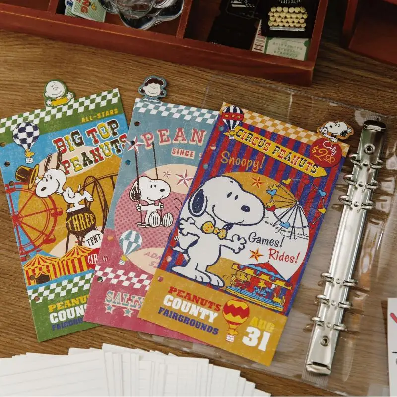 Anime Snoopy Loose-Leaf Notebook, Amendoim dos desenhos animados, Conjunto de Diário Removível, Jornal Estudantil Bonito, Papelaria Kawaii, Estudo Presente