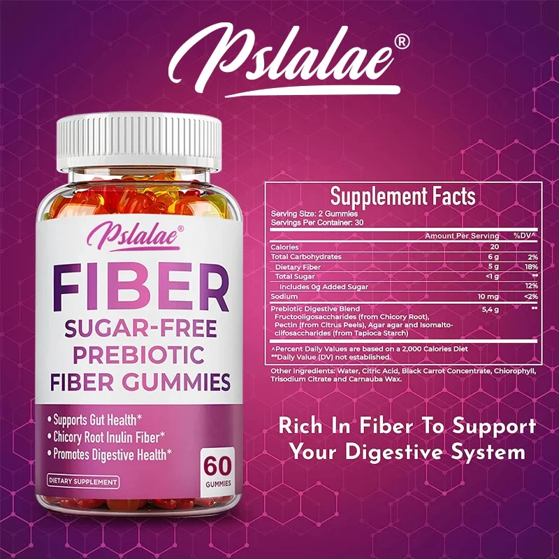 Prebiotic Sugar-Free Fiber Gummies - Supports Digestive Health, Promotes Overall Gut Health, and Regulates Stomach Function