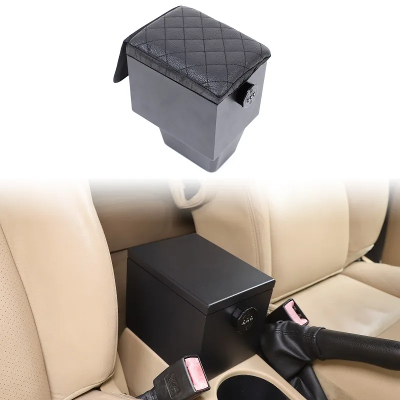 

Aluminum Alloy Center Console Armrest Storage Safe Lock Box For 2007-2012 Land Rover Freelander 2 Car Accessories