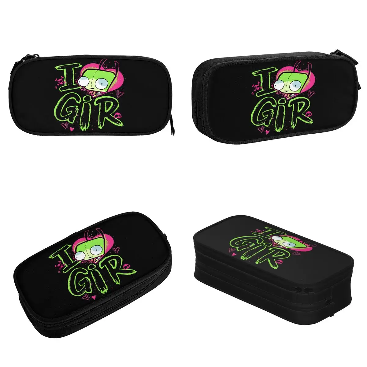 Invader Zim I Love GIR Pencil Case Lovely Pen Bag Student Big Capacity School Supplies Zipper Pencilcases