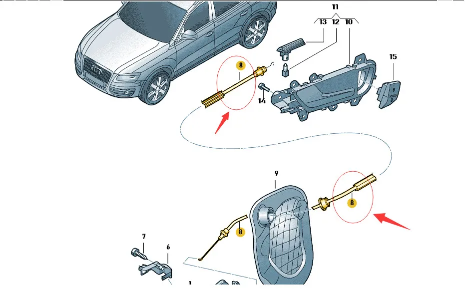 Front Door Lock Bowden Cable Left=Righ For Audi Q5 8R0837085C