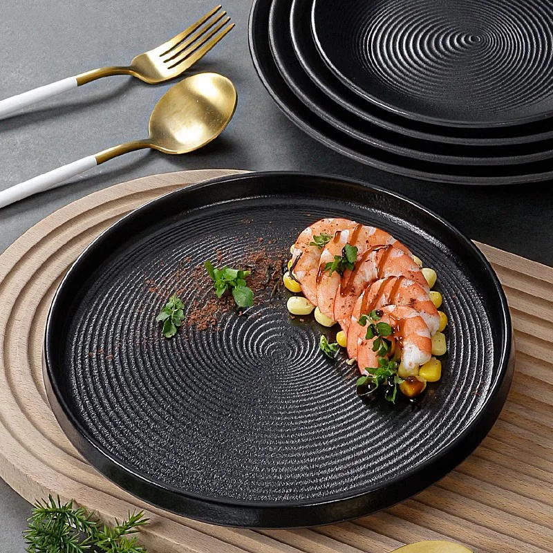 Round Melamine Main Dinner Plate Imitation Porcelain Western Steak Ramen Plates Fruit Dessert Dishes Restaurant Tableware