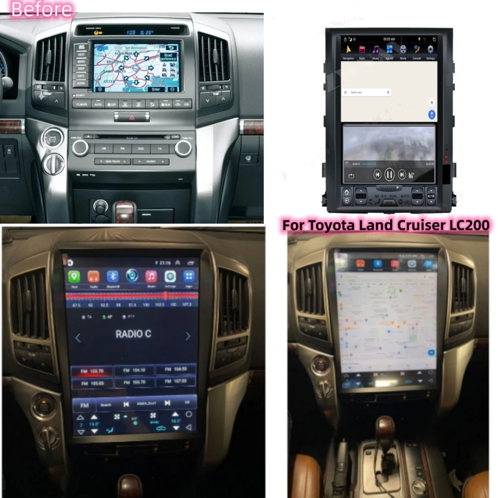 

16 дюймов для Toyota Land Cruiser LC200 2008 - 2015 Tesla Android автомагнитола GPS навигация головное устройство беспроводное Carplay 8 + 128 ГБ