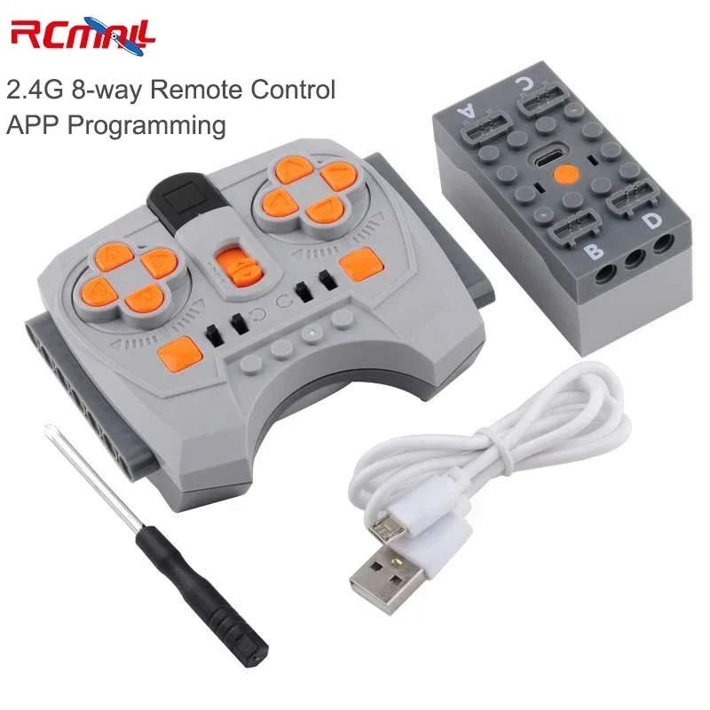 2.4G 8-Channel Speed Control Remote Control for MOC Power Functions APP Programming Lithium Battery Box Compatible With Legoed