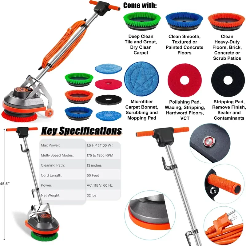 for Commercial Floor Washers with Brushes and Pads High Strength Polishers and Cleaners