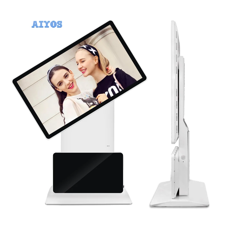 Shopping Mall Floor Standing Rotatable LCD Advertising Digital Signage Display Monitor Touch Screen Restaurant Kiosk