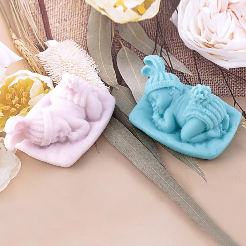 Sleeping Baby Candle Silicone Mold 3D Cute Little Boy Handicraft Gypsum Resin Soap Chocolate Baking Mold Children's Day Gift