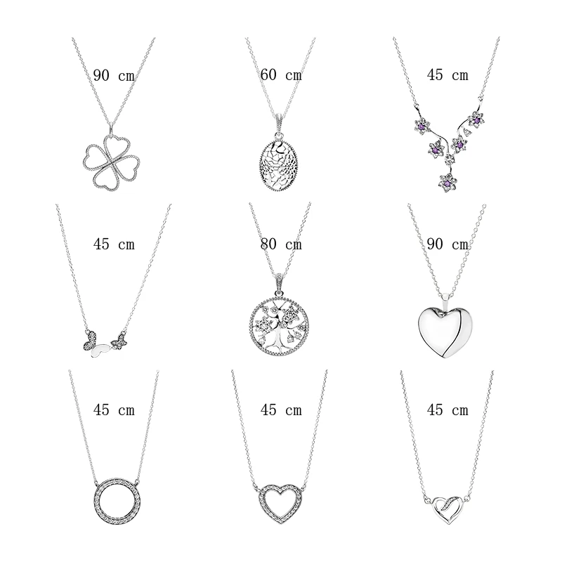 Silver 925 Chokers Pendants Necklaces For Women Jewelry Ribbon Love Heart Daisy Flower Butterfly Family Tree Link Chain Colliers