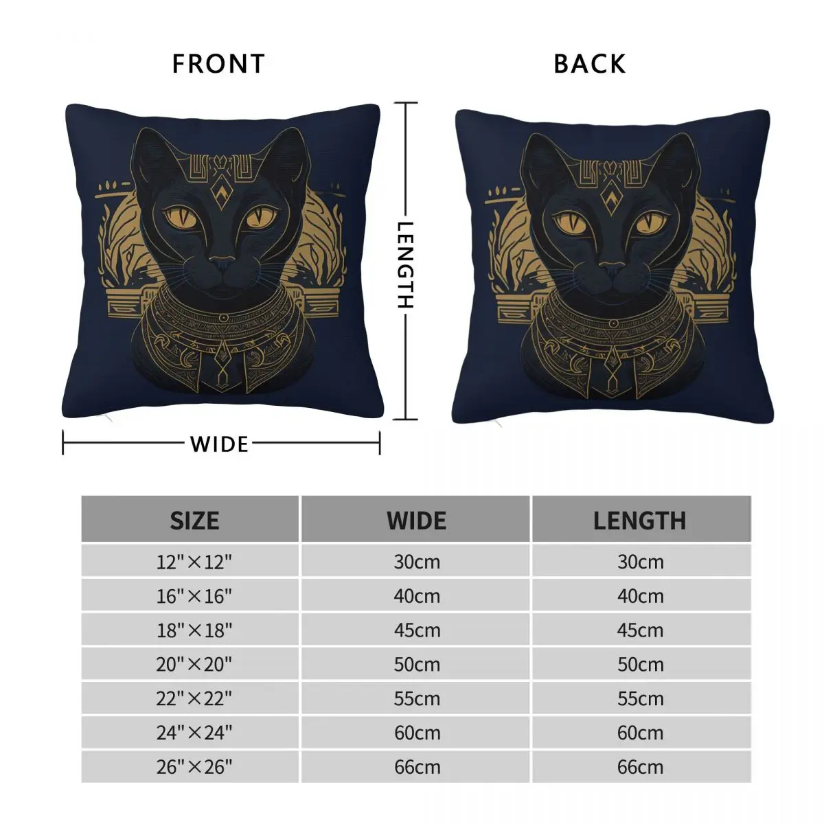 Egyptian Goddess Of Ancient Egypt Black Cute Cat Pharaonic Polyester Cushion Comfort Throw Pillow Sofa Cushions Used for Home