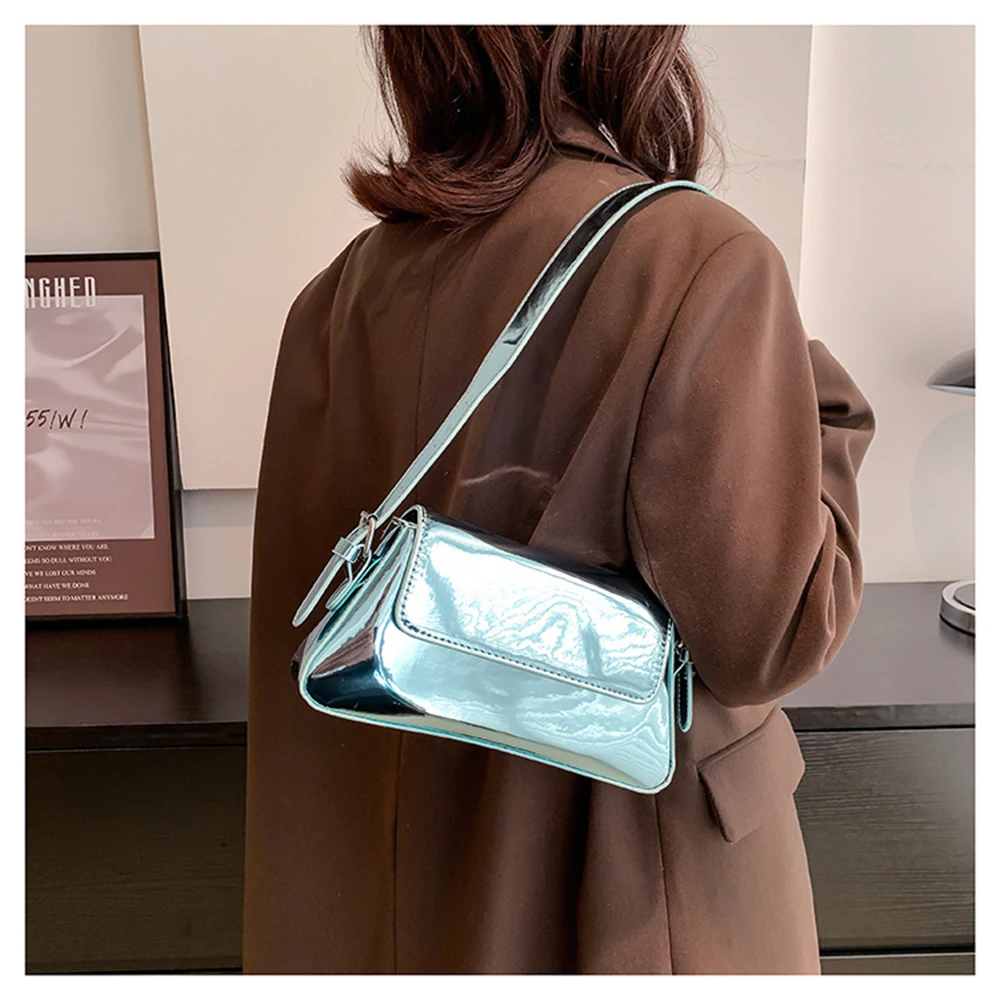 Luxury Designer Handbags for Women Laser Armpit Bag Brand Shoulder Bag Silver Chic Female Top Handle Bag Shopper Tote Bag Purse