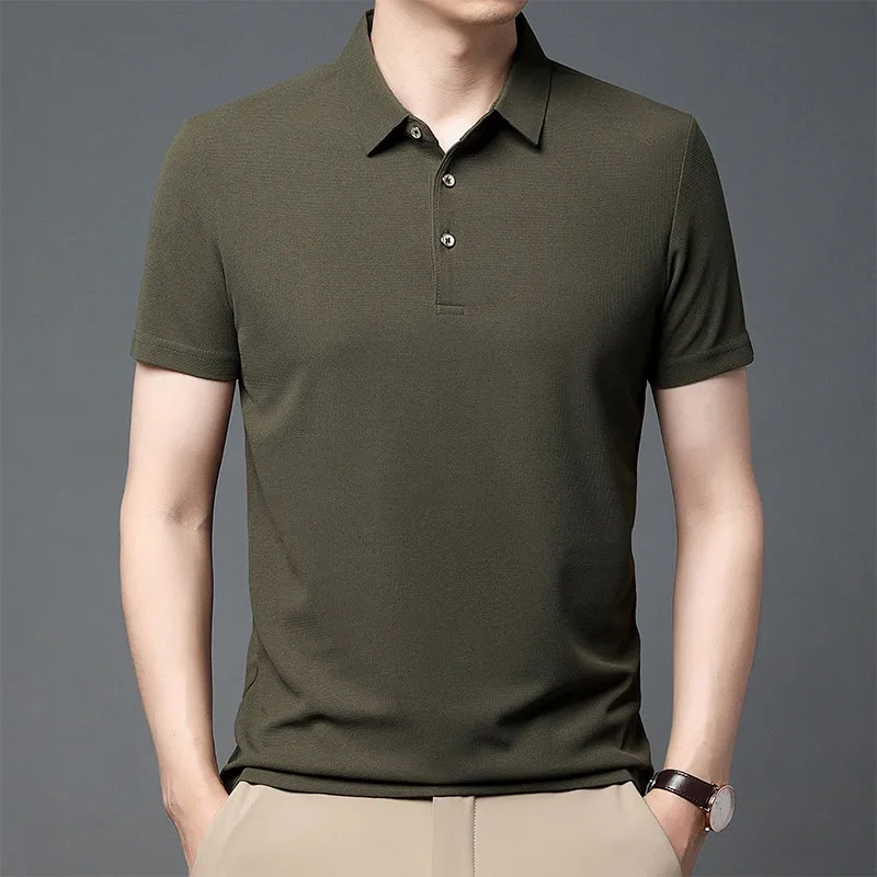 

Men's Summer Pullover Solid Turn-down Collar Button Short Sleeve Casual Loose Formal Fashion Office Lady Polo Shirts Tops