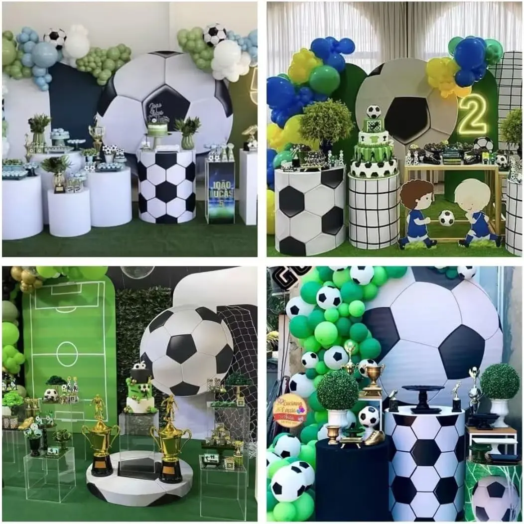 Football Soccer Birthday Party Round Backdrop Cover Circle Background Stretchy Fabric Boys Baby Shower Fiesta