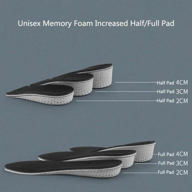 3–4 cm große Memory-Schaum-Einlegesohlen für Schuhe, Herren-Einlegesohlen zur Erhöhung der Höhe, atmungsaktive, schweißabsorbierende Einlegesohlen für Füße, Laufzubehör – Detail 7