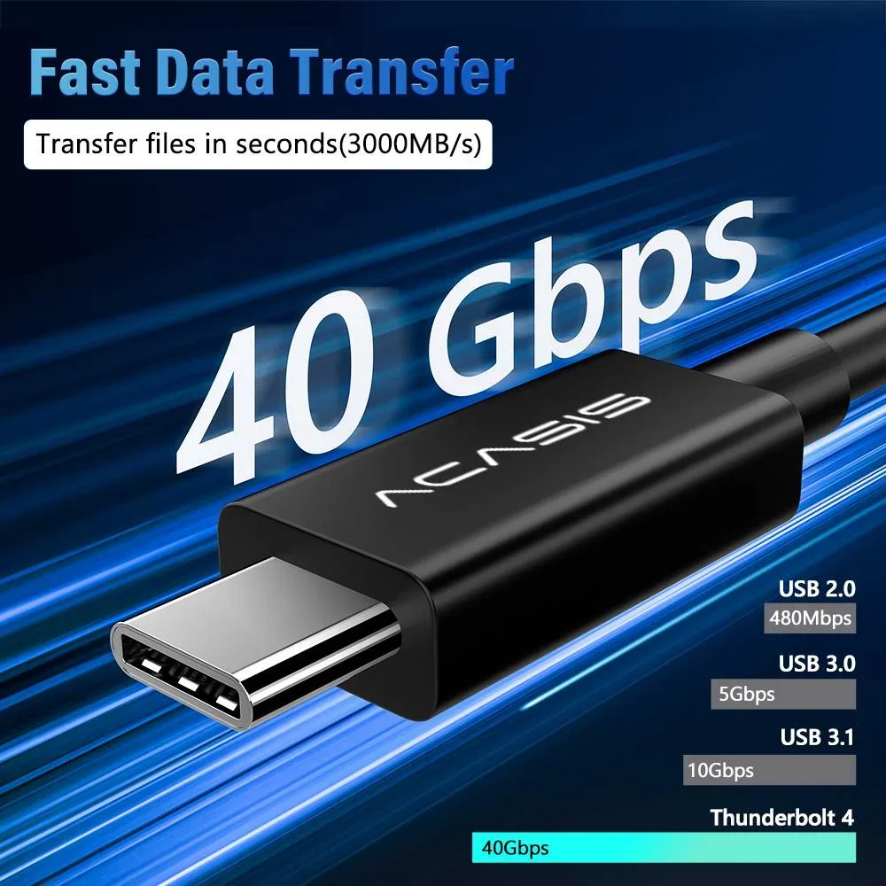 Acasis Thunderbolt 4 Cable 40Gbps 8K@60Hz Video Output 100W PD Fast Charging Intel Certified for Mac Air/Pro iPad and lactop