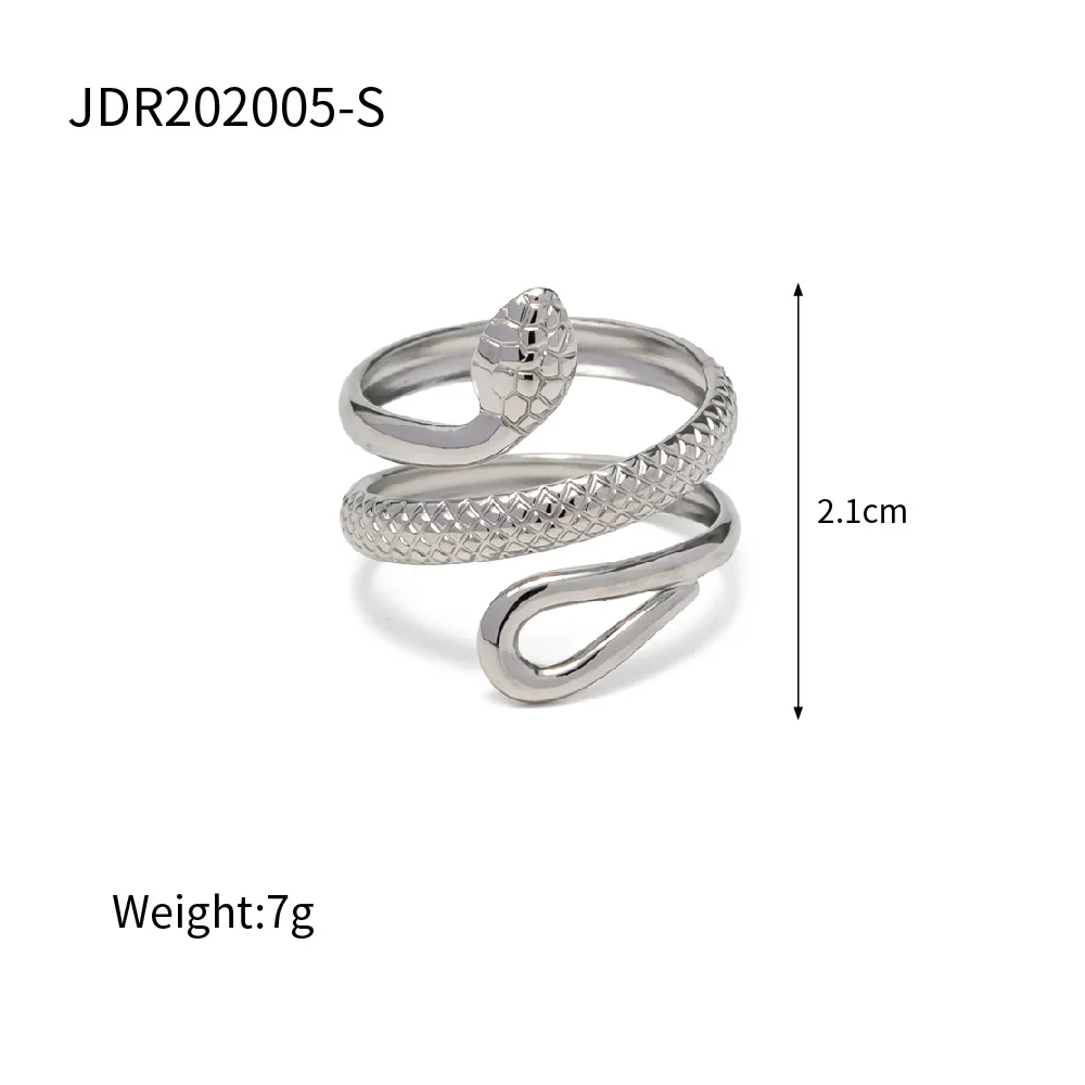 2025 18K Gold Plated Stainless Steel Classic Texture Snake Design Cutout Adjustable Ring Women Fashion Ring Gift