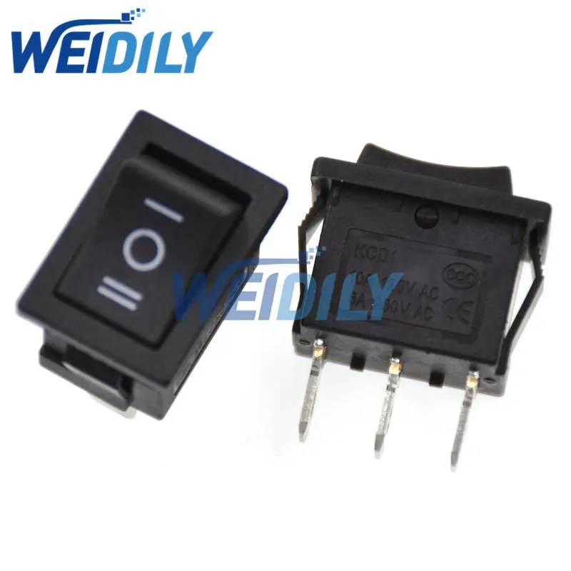 5PCS 15*21mm 3PIN ON/OFF/ON G120 Boat Rocker Switch 6A/250V 10A/125V KCD1 Black Switches