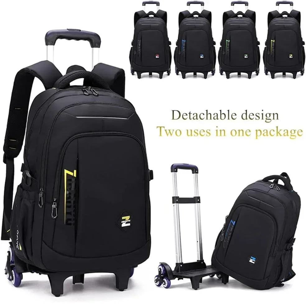 Mochilas escolares para meninos, Saco de rodas de grande capacidade, Mochila Escolar Trolley com Rodas, Bagagem de Viagem