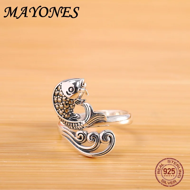 

Женское Винтажное кольцо с карпом, из серебра 925 пробы