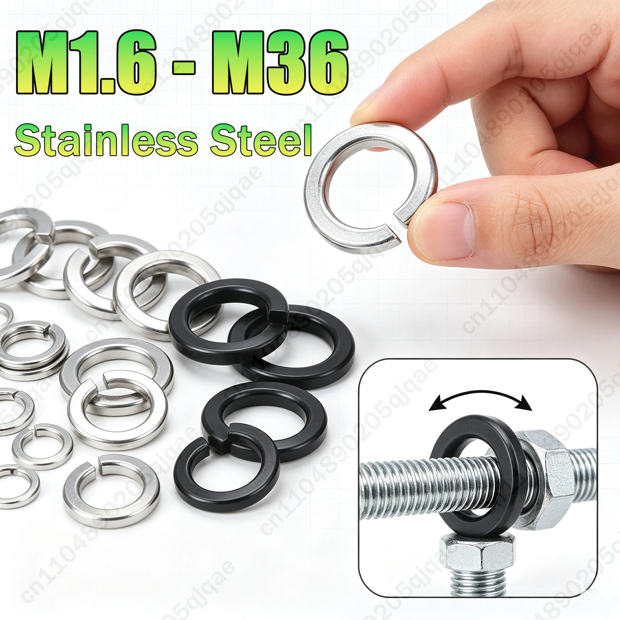 GB93 304/316 Stainless Steel Spring Lock Washer Square Ends Split Lock Washers M1.6 M2 M2.5 M3 M4 M5 M6 M8 M10 M12 M14 To M36