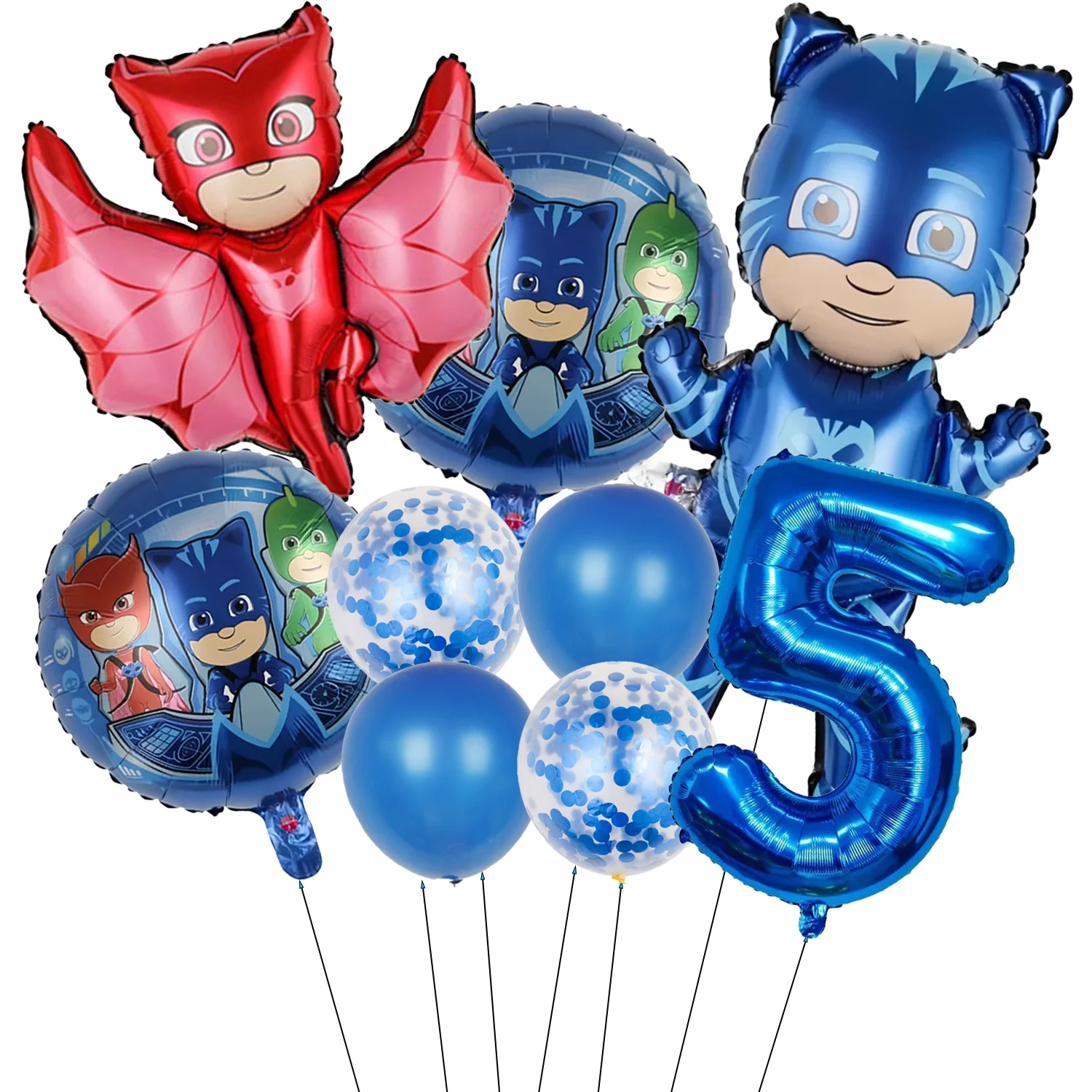 Pj Masks Party 32inch Number Balloon Set Pj Mask Connor Aluminum Film Balloons Kids Boys Birthday Party 1 2 3 4 5 6 7 8 9th Toy