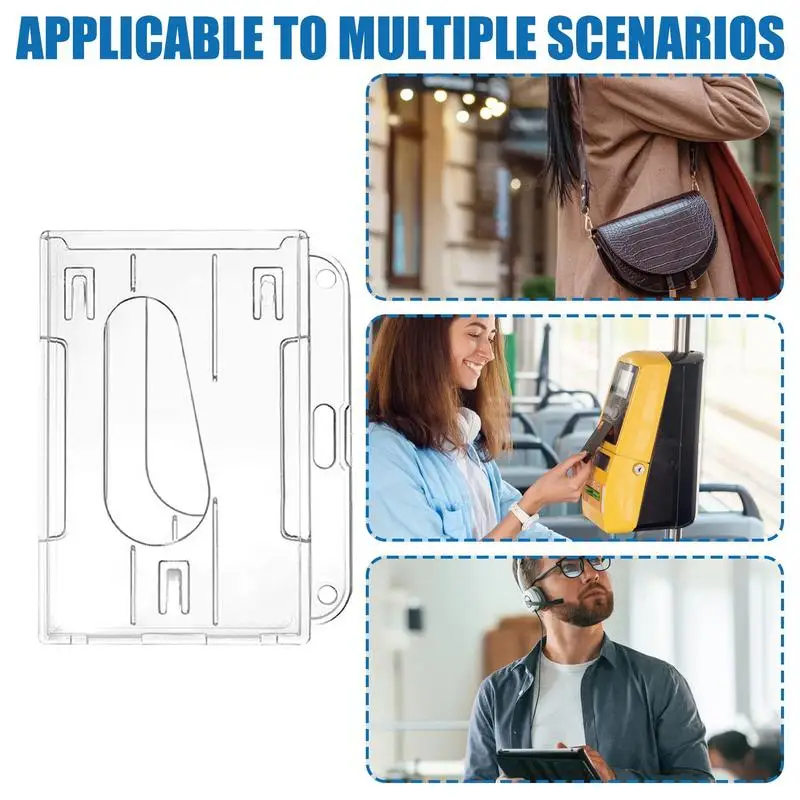 1pc 투명 하드 플라스틱 카드 홀더 양면 엄지 푸시 카드 수직 Id 작업 문서 홀더 버스 카드 은행 카드 홀더