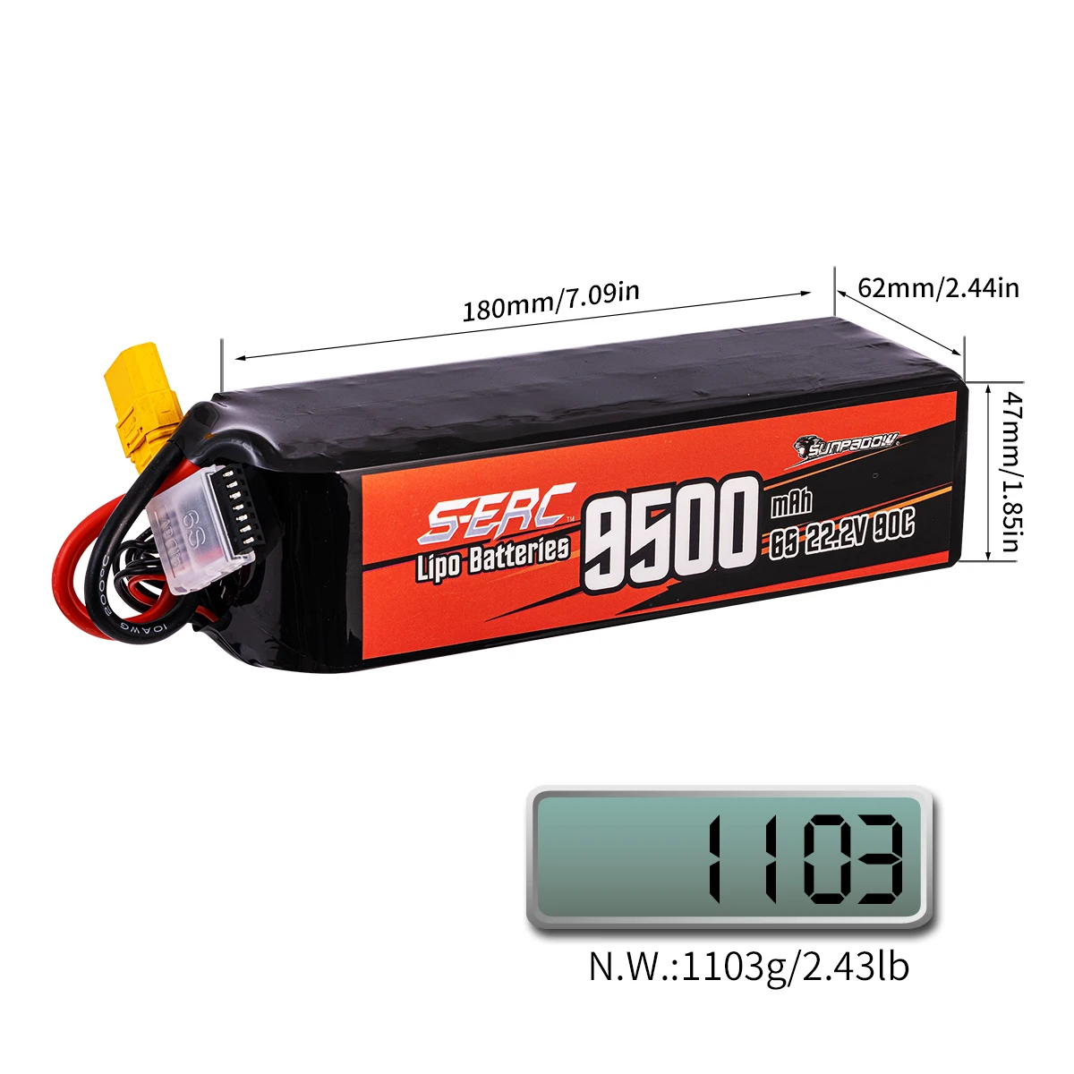 SUNPADOW 6S 22,2 V RC Lipo Batterie 7100 mAh 9500 mah mit XT60 XT90 für RC Flugzeug Flugzeuge Quadcopter Drone FPV Hubschrauber Racing – Detail 8