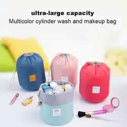 Women Lazy Drawstring Cosmetic Bag New Travel Round Makeup Organizer Make Up Pouch Storage Box Waterproof Toiletry Beauty Kit