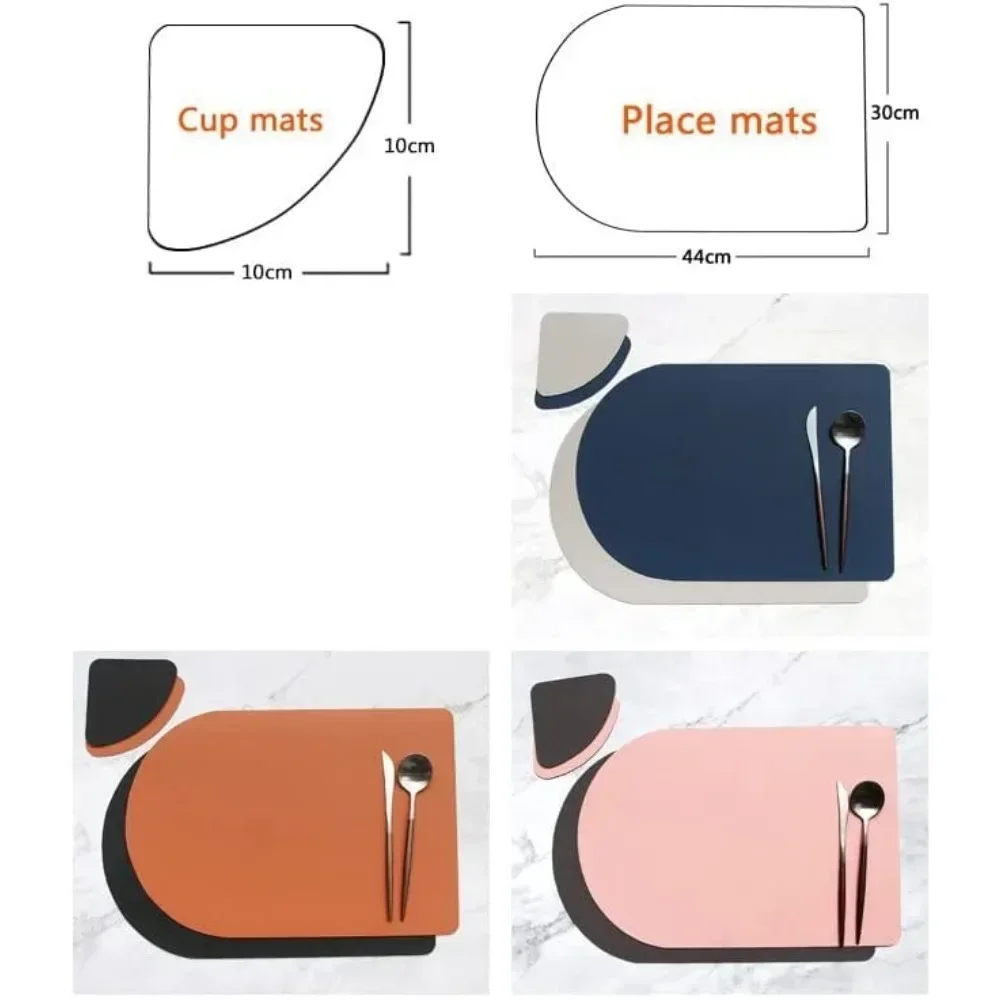 Round Faux Leather Placemats Non-Slip Reversible Placemats Table Mat Placemats Coaster Set for Restaurant Hotel Home Decor