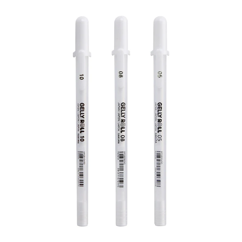 Sakura Gelly Roll Gel Stift Weiß Farbe 0,5mm 0,8mm 1,0mm Hohe Licht Marke Stift Schwarz Karton Kunst malerei Stift Weiß Linie Stifte – Detail 3