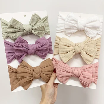 1 pz fascia per neonato per ragazze maglia elastica per bambini turbante fiocchi per bambini nylon morbido copricapo per bambini accessori per capelli all'ingrosso