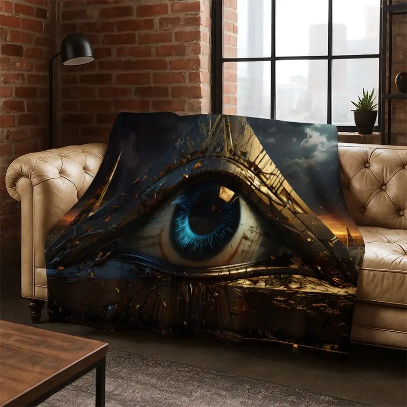 Freemasonry Eye of Providence Evil Eye Nazar Eye of Horus Flannel Blanket Throw Blanket for Bedroom Living Room Bed Travel Gift