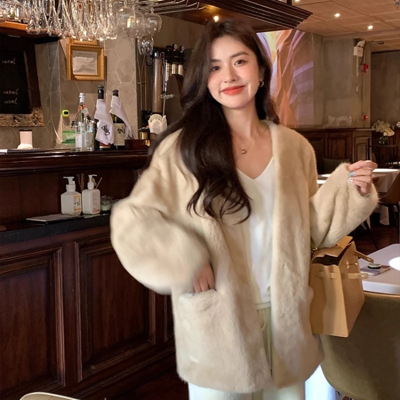 욜란페어리 리얼 벨벳 밍크 퍼 코트 고급 여성 겨울 보온 우아함 젊은 감각 패션 여성용 천연 밍크 퍼 재킷 2025