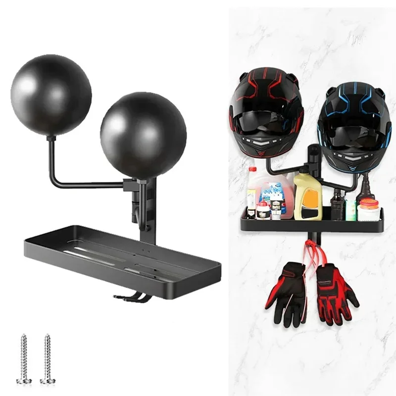 

Organizing Caps Jackets Accessories Motorcycle Helmet Display Stand With Adjustable Hook Wall Mounted Universal Fit