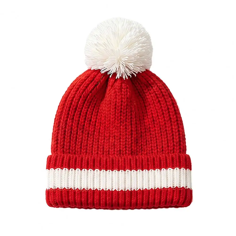 Cozy Winter Accessories for Infants Kids Christmas Pompom Hat Toddler Knitted Winter Hat Warm Brimless Knit for Boys Girls