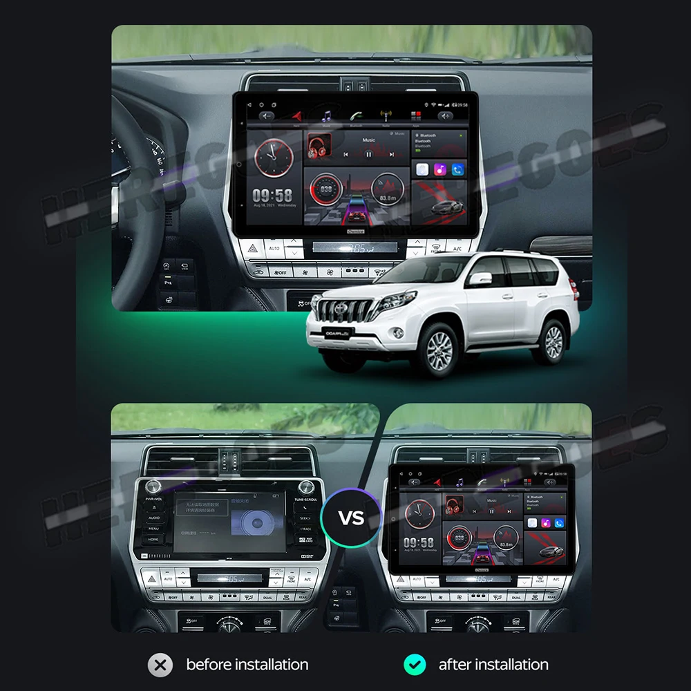 6+128Gb Android 10 Car Radio For Toyota Land Cruiser Prado 150 2018 2019 2020 2021 DSP 1920*1080 GPS Multimedia Player Bluetooth