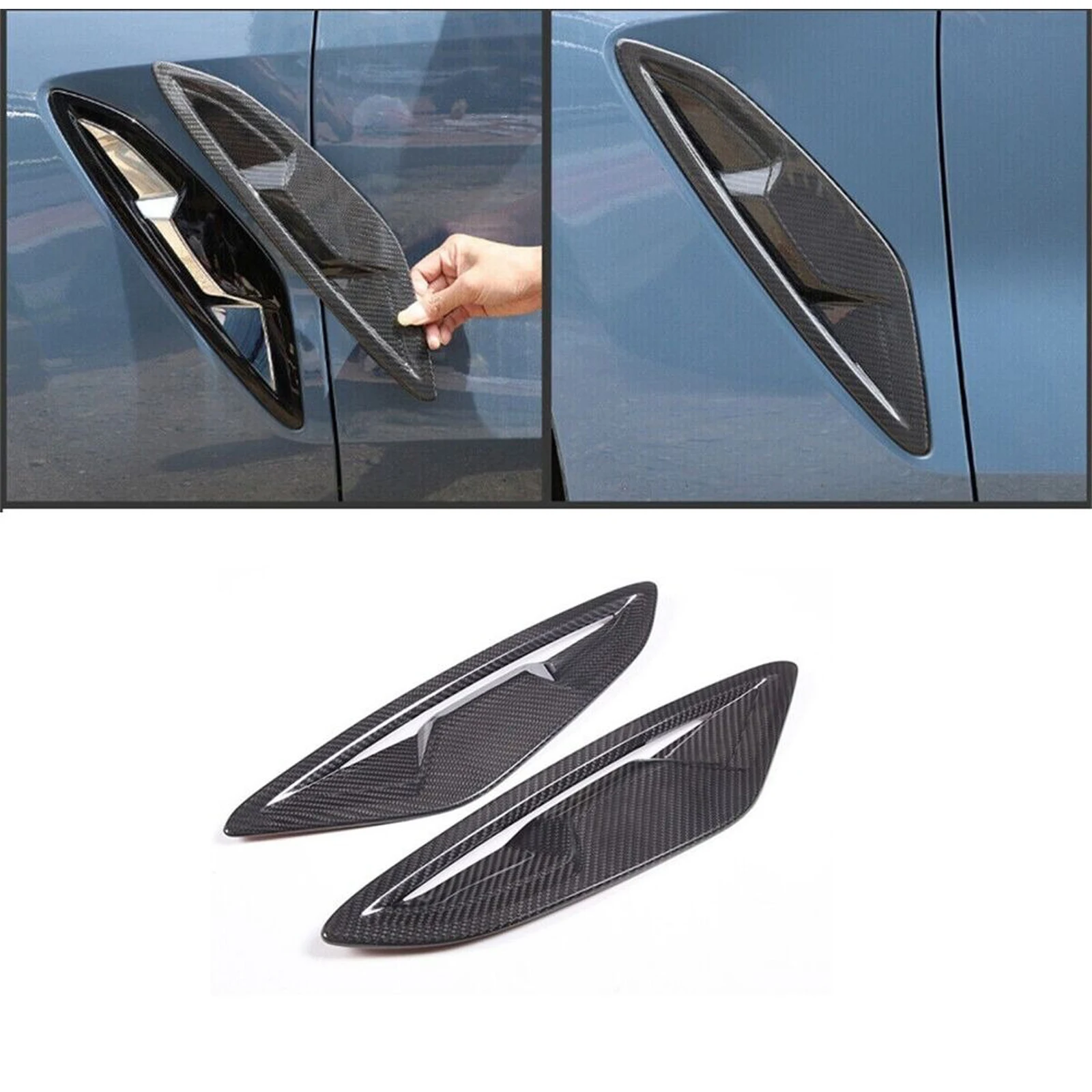 Real Carbon Fiber Car Side Fender Air Vent Panel Cover For BMW 8 Series 2019-22