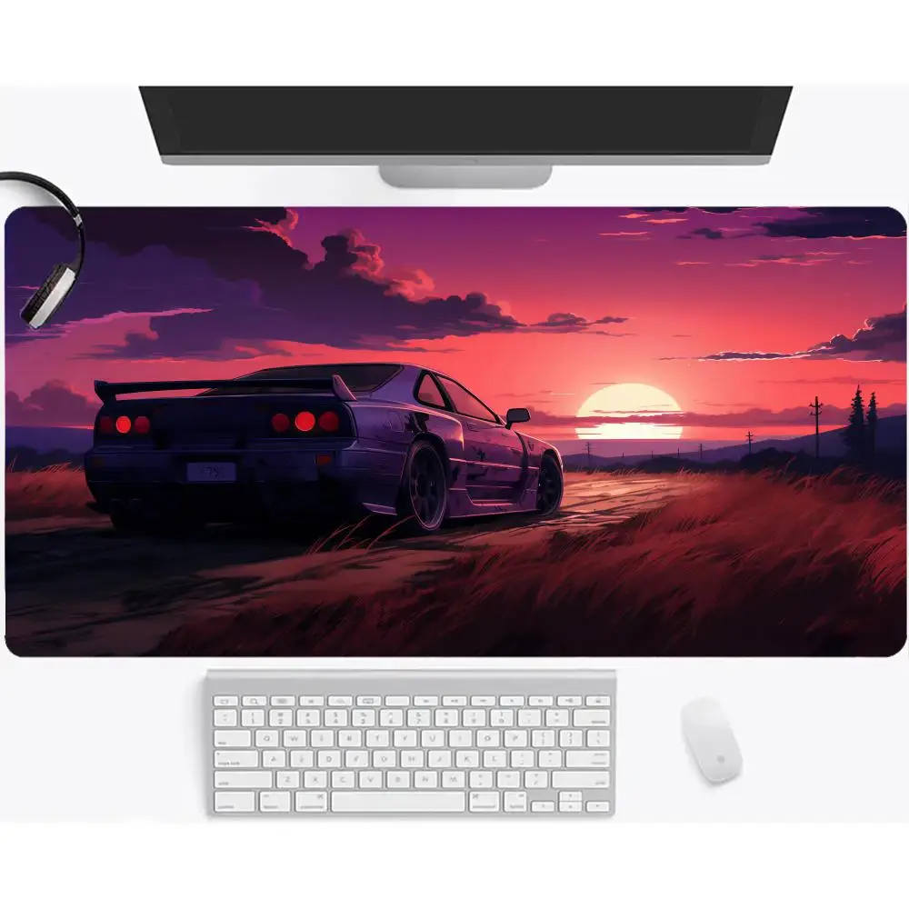 Sunset Sports Car Table Mat Playmat Mousepad Vivid Anti Fade Color Anime Games Pads For Laptop