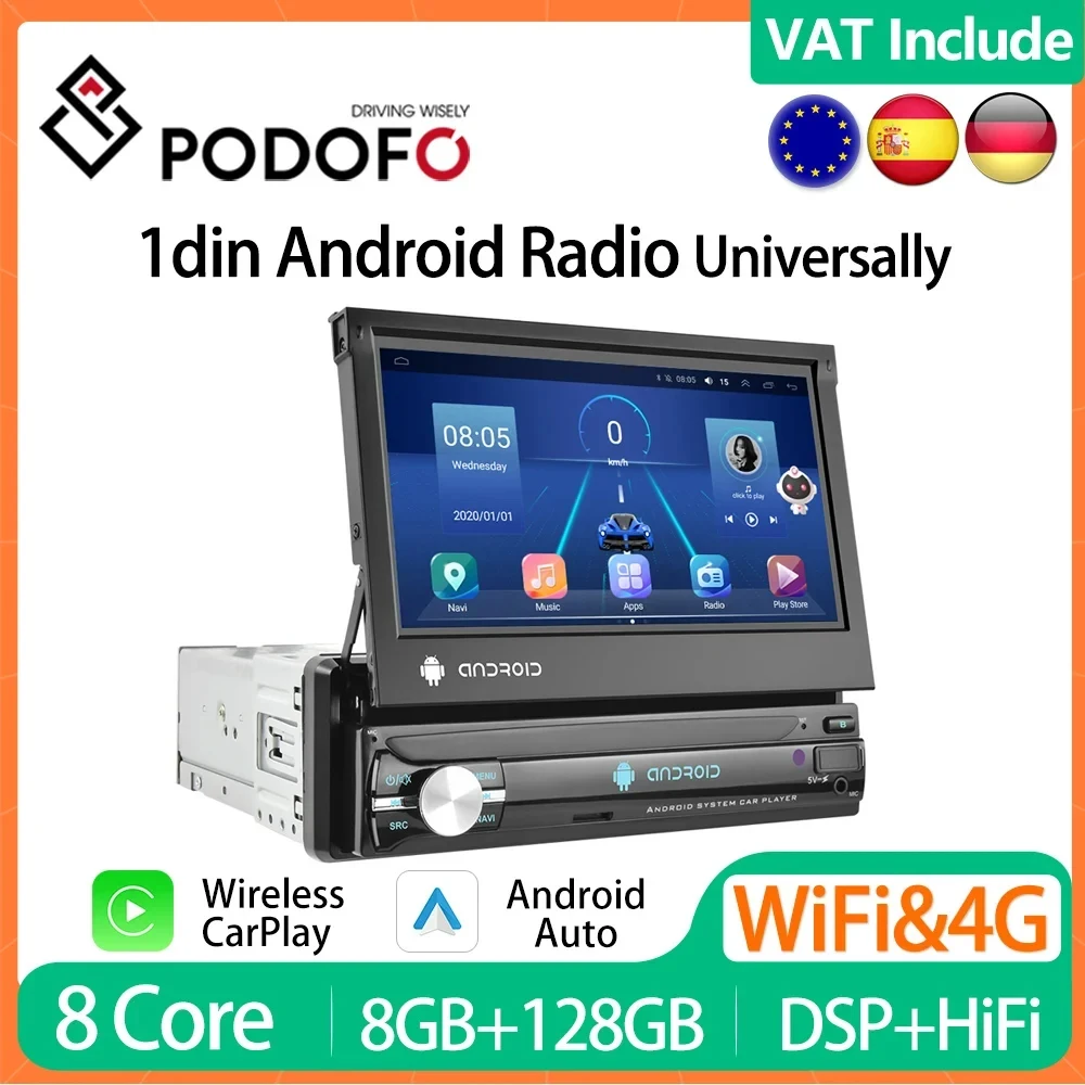 Podofo 1 Din Car Android Auto Radio 7