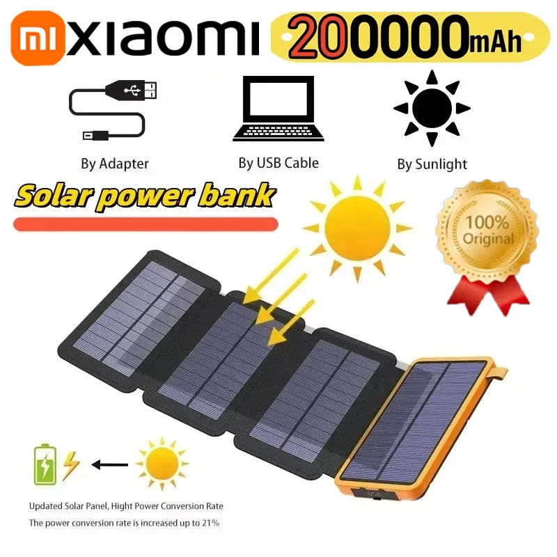 

Xiaomi Solar Real Capacity Power Bank Waterproof Outdoor Camping Portable Folding Solar Panels USB Output Sun Power For iPhone