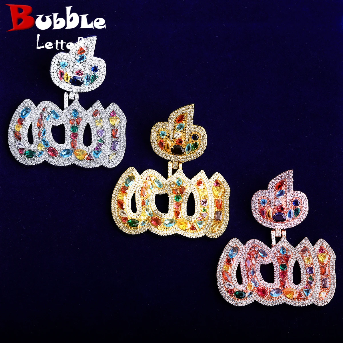 

Пузырьковая буква Iced Out, красочное ожерелье с Аллахом, кулон для мужчин, 5А, медный цирконий, ювелирные изделия в стиле хип-хоп